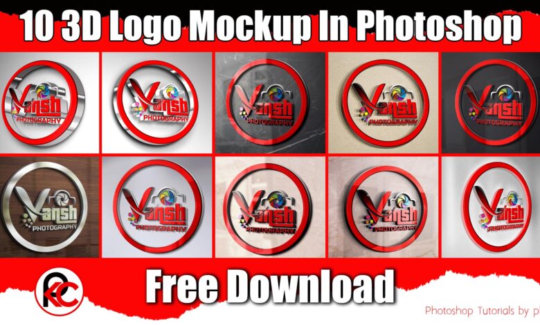10 3D Logo Mockup In Photoshop Free Download