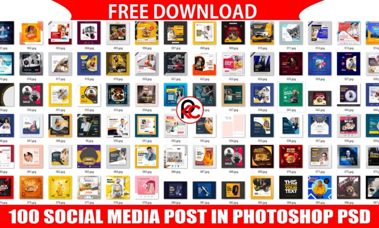 100 Social Media Post In Photoshop PSD Free Download