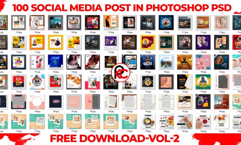 100 Social Media Post In Photoshop PSD Free DownloadVol 2