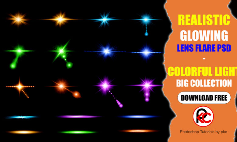 Realistic Glowing Lens Flare Psd Colorful Light Big Collection Download